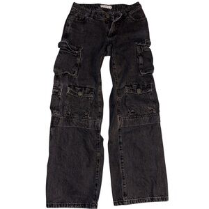 Garage Denim Rare Black Cargo Baggy Low Rise Jeans